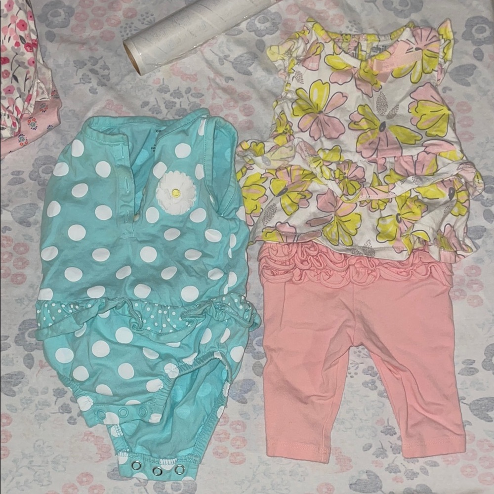 Floral and Polka Dot Baby Outfit Set